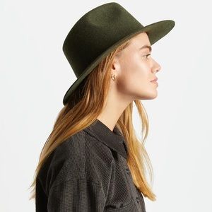 BRIXTON Wesley Fedora - Moss Green Leather band 00212